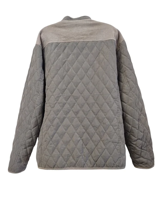 Mad Hero Gray Quilted Jacket Mens Sz XL Corduroy Collar Fleece Lined Button NWT - Picture 2 of 9